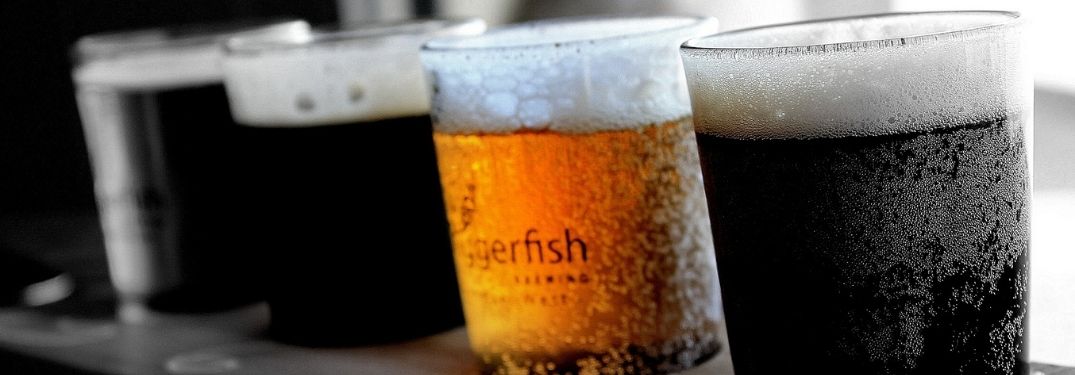 Close Up of a Flight of Four Beers