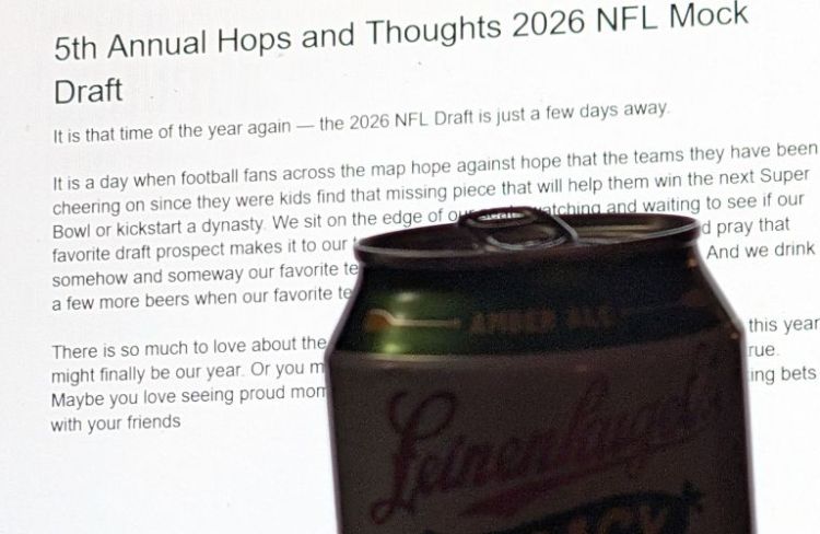 Mock Draft Google Doc on Laptop with Can of Leinie's Beer in Front